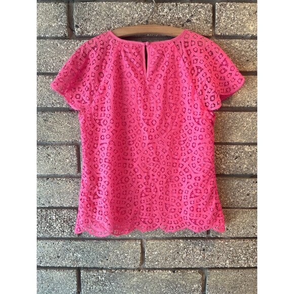 J.Crew Lace Top Hot Pink Sz S - Picture 6 of 6